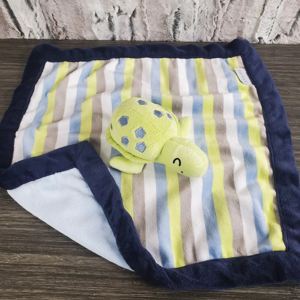 Carter's Plush Turtle Lovey Yellow Blue Striped 14